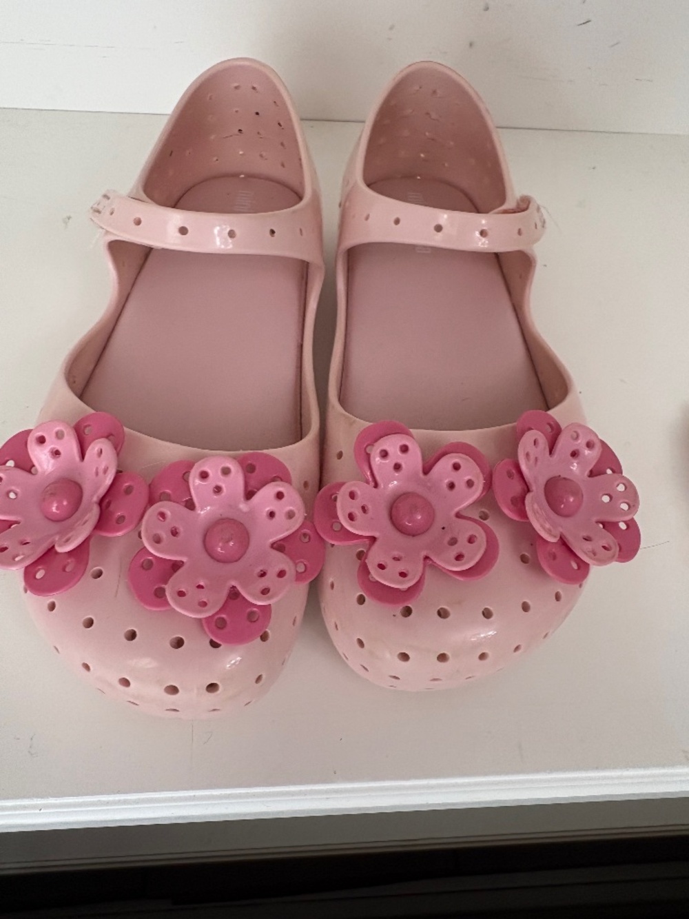 Mini Melissa Pink flower flats Shoes Size 12